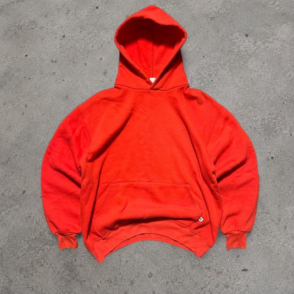 Vintage 1990s Russell Athletic Red Boxy Blank Hoodie Men’s Size XL